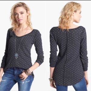 SOLD - NWT Free People Black Polka Dot Thermal Top